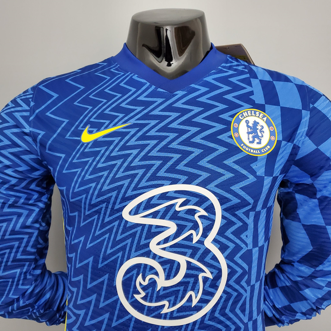 Chelsea Soccer Jersey Replica Home Long Sleeve Mens 2021/22 (Player Version)