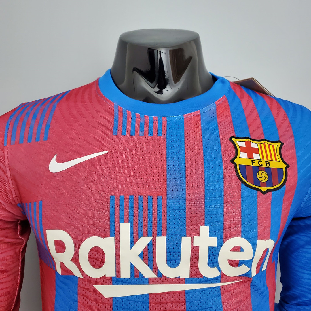 Barcelona Soccer Jersey Replica Home Long Sleeve Mens 2021/22 (Player Version)