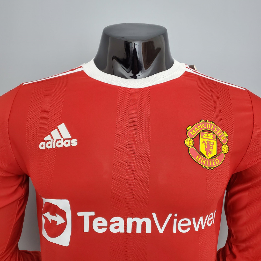 Manchester United Soccer Jersey Replica Home Long Sleeve Mens 2021/22 (Player Version)