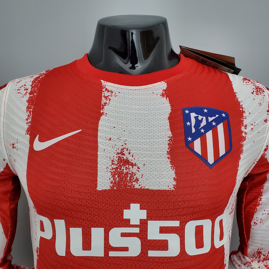 Atletico Madrid Soccer Jersey Replica Home Long Sleeve Mens 2021/22 (Player Version)