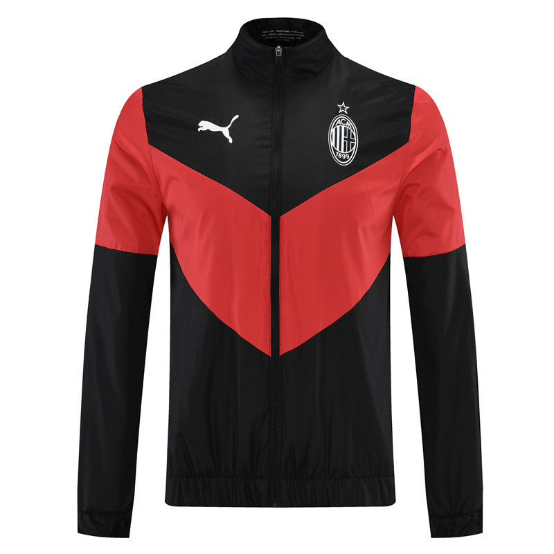 AC Milan All Weather Windrunner Soccer Jacket Black - Red Mens 2022/23