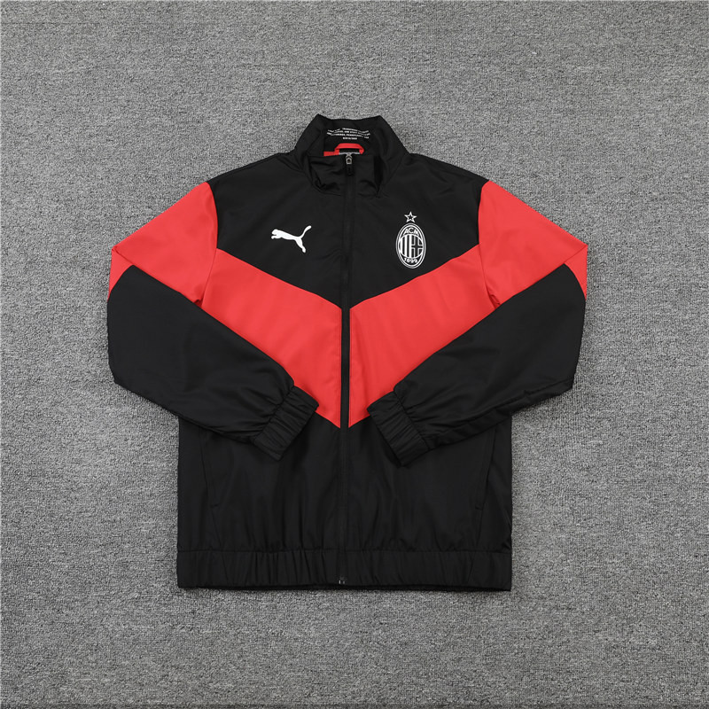 AC Milan All Weather Windrunner Soccer Jacket Black - Red Mens 2022/23