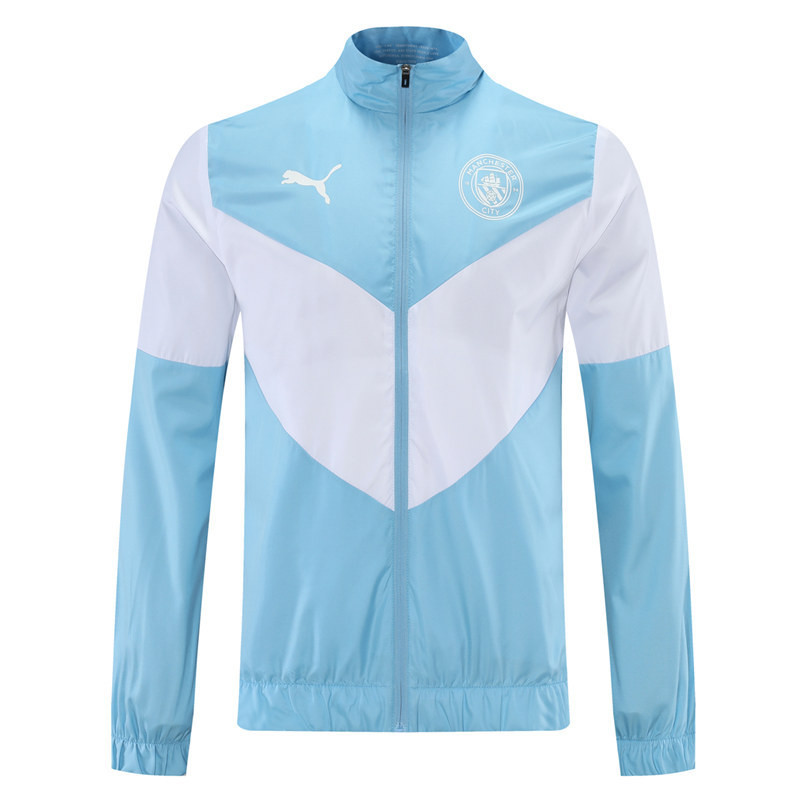 Manchester City All Weather Windrunner Soccer Jacket Blue - White Mens 2022/23