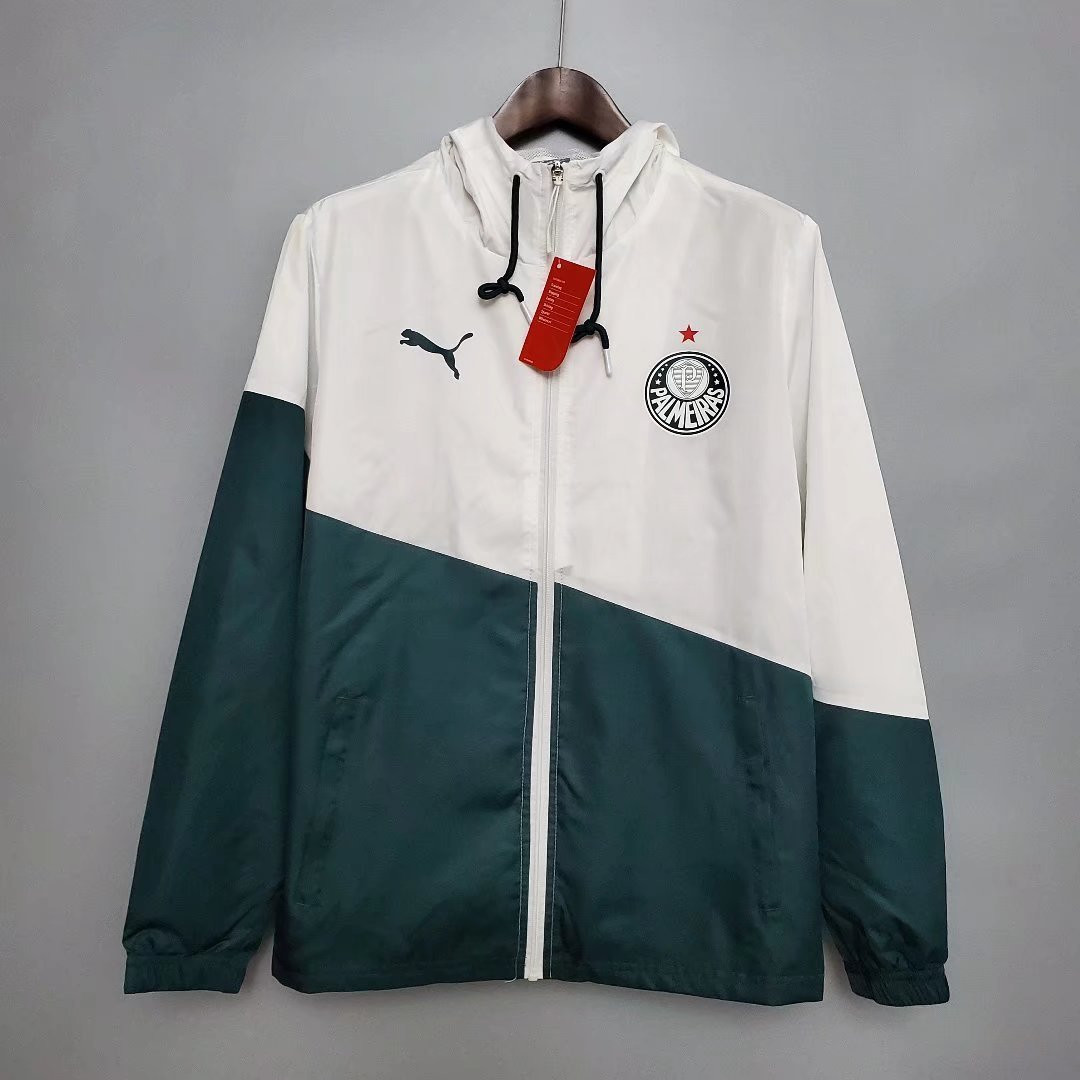 Palmeiras All Weather Windrunner Soccer Jacket Hoodie White - Green Mens 2022/23