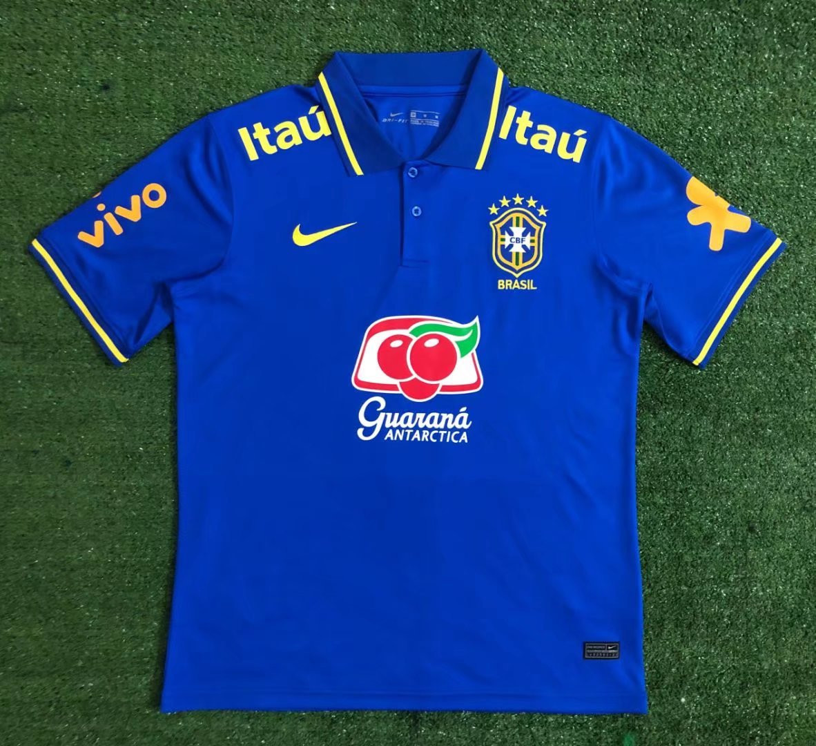 Brazil Soccer Polo Jersey Blue Mens 2022