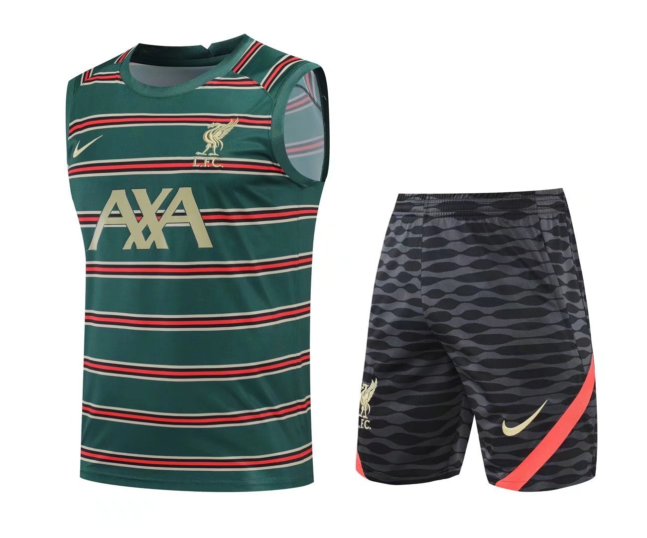 Liverpool Soccer Training Suit Singlet + Short Green Mens 2022/23