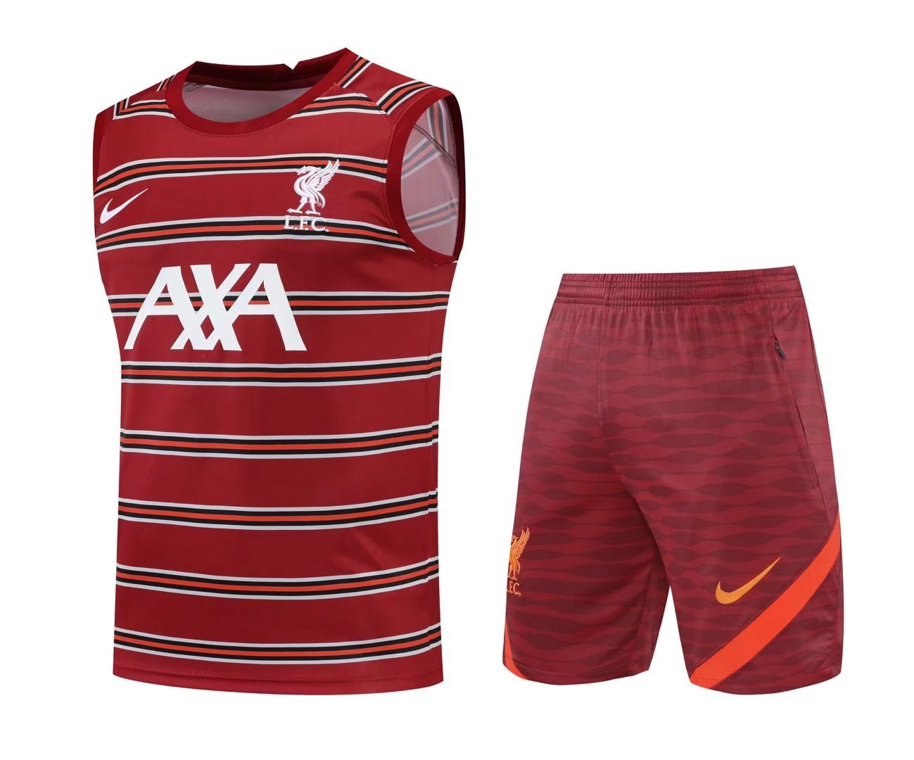 Liverpool Soccer Training Suit Singlet + Short Burgundy Mens 2022/23