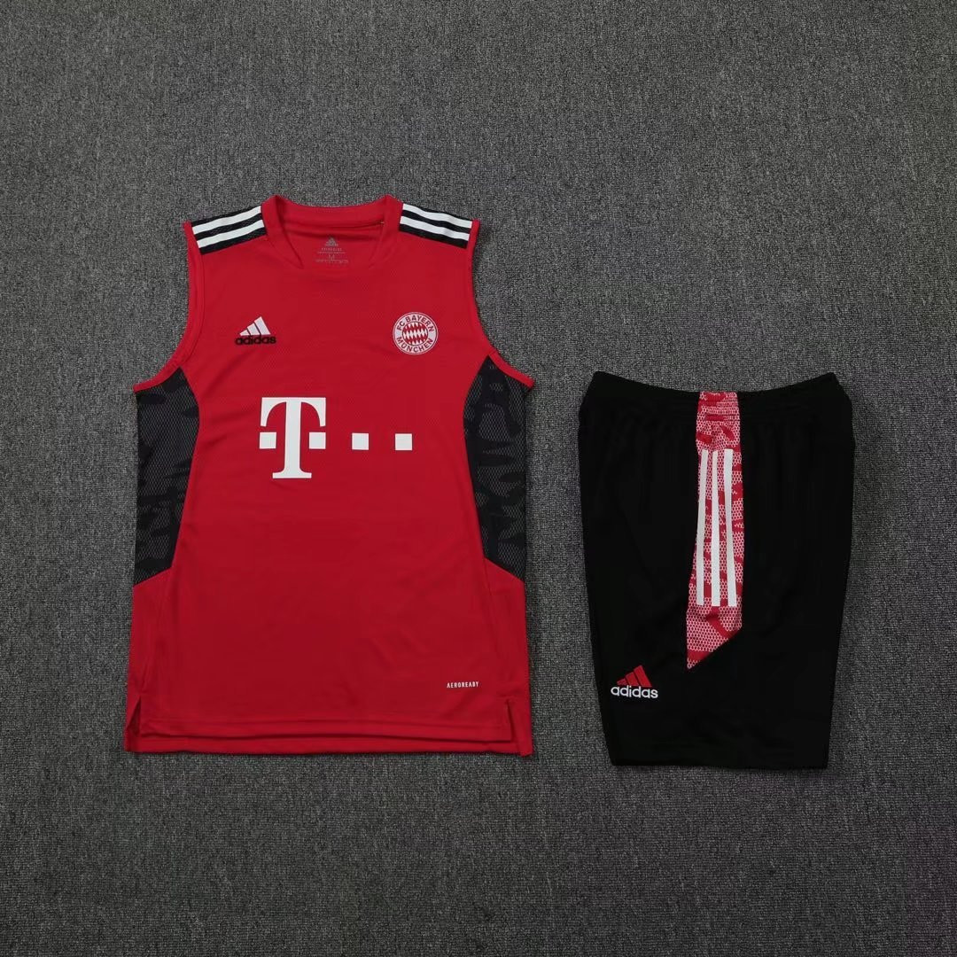 Bayern Munich Soccer Training Suit Singlet + Short Red Mens 2022/23