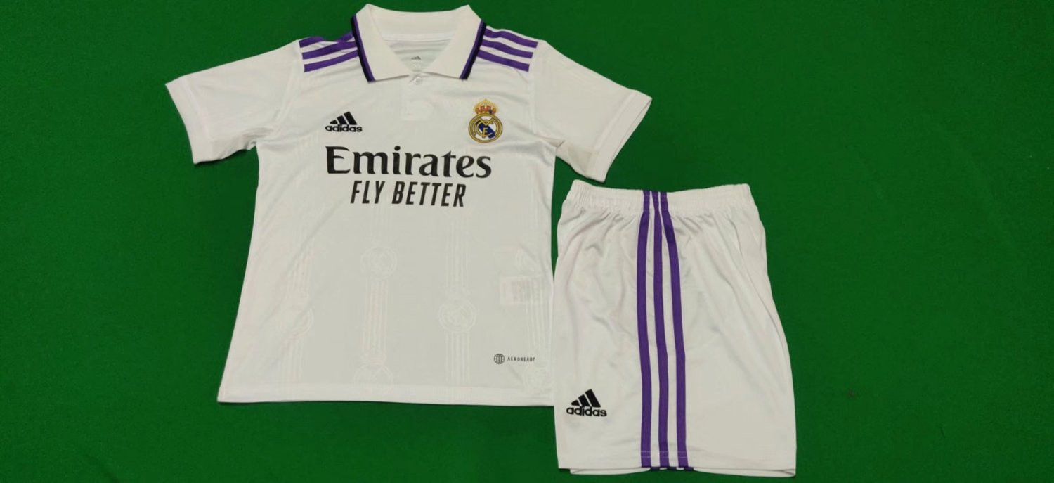 Real Madrid Soccer Jerseys + Short Replica Home Youth 2022/23