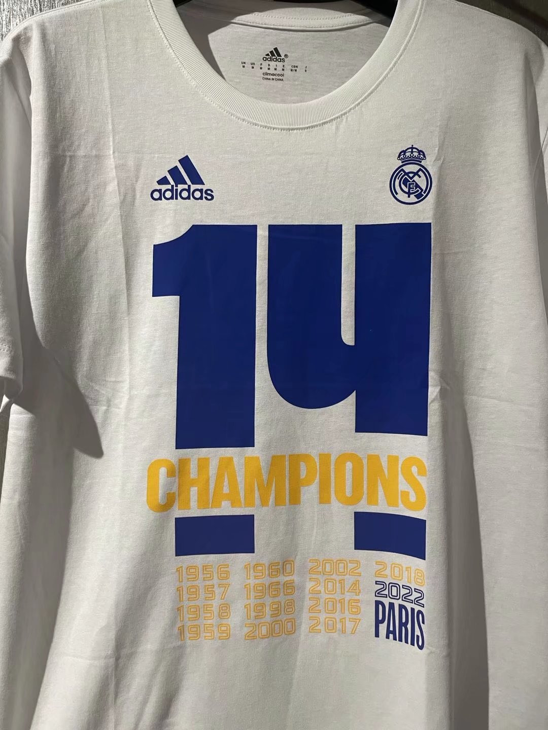Real Madrid T-Shirt 14 UEFA Champions White Mens 2021/22