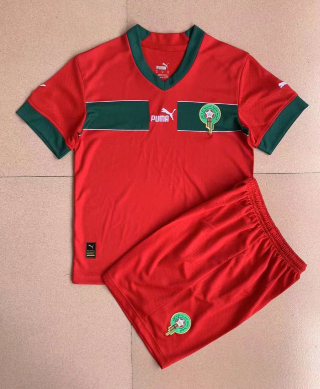 Morocco Soccer Jersey + Short Replica Home Youth 2022/23