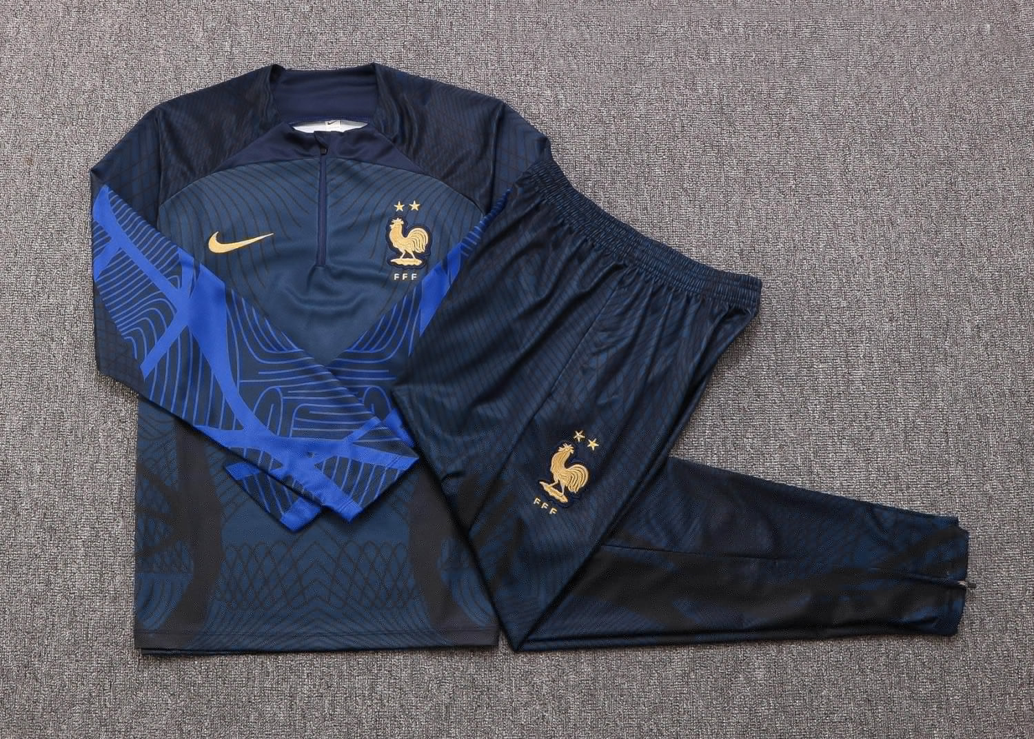 France Navy 3D Soccer Training Suit Replica Youth 2022