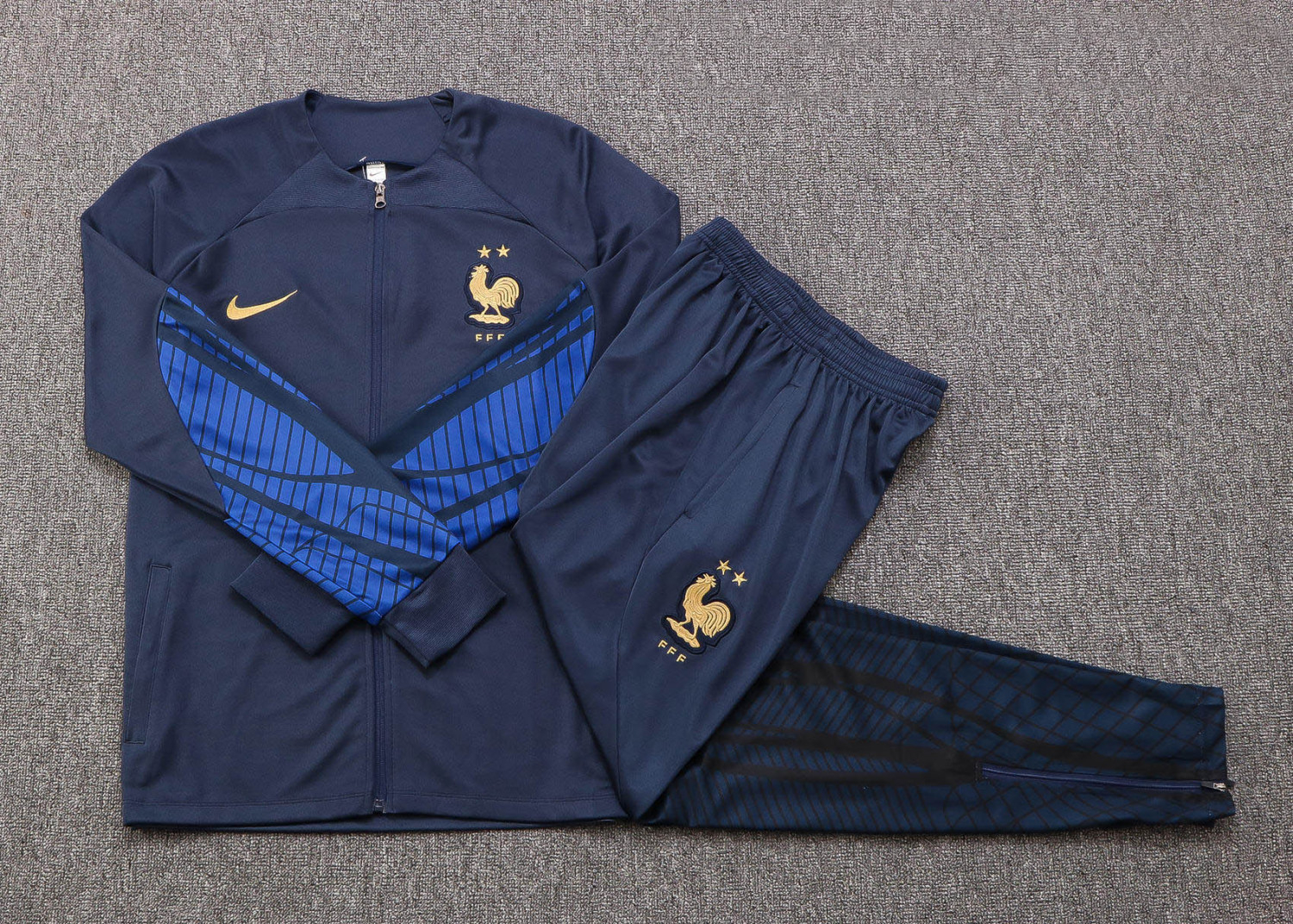 France Royal Soccer Jacket + Pants Replica Youth 2022