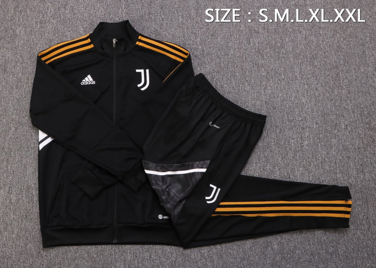 Juventus Black Soccer Jacket + Pants Replica Mens 2022/23