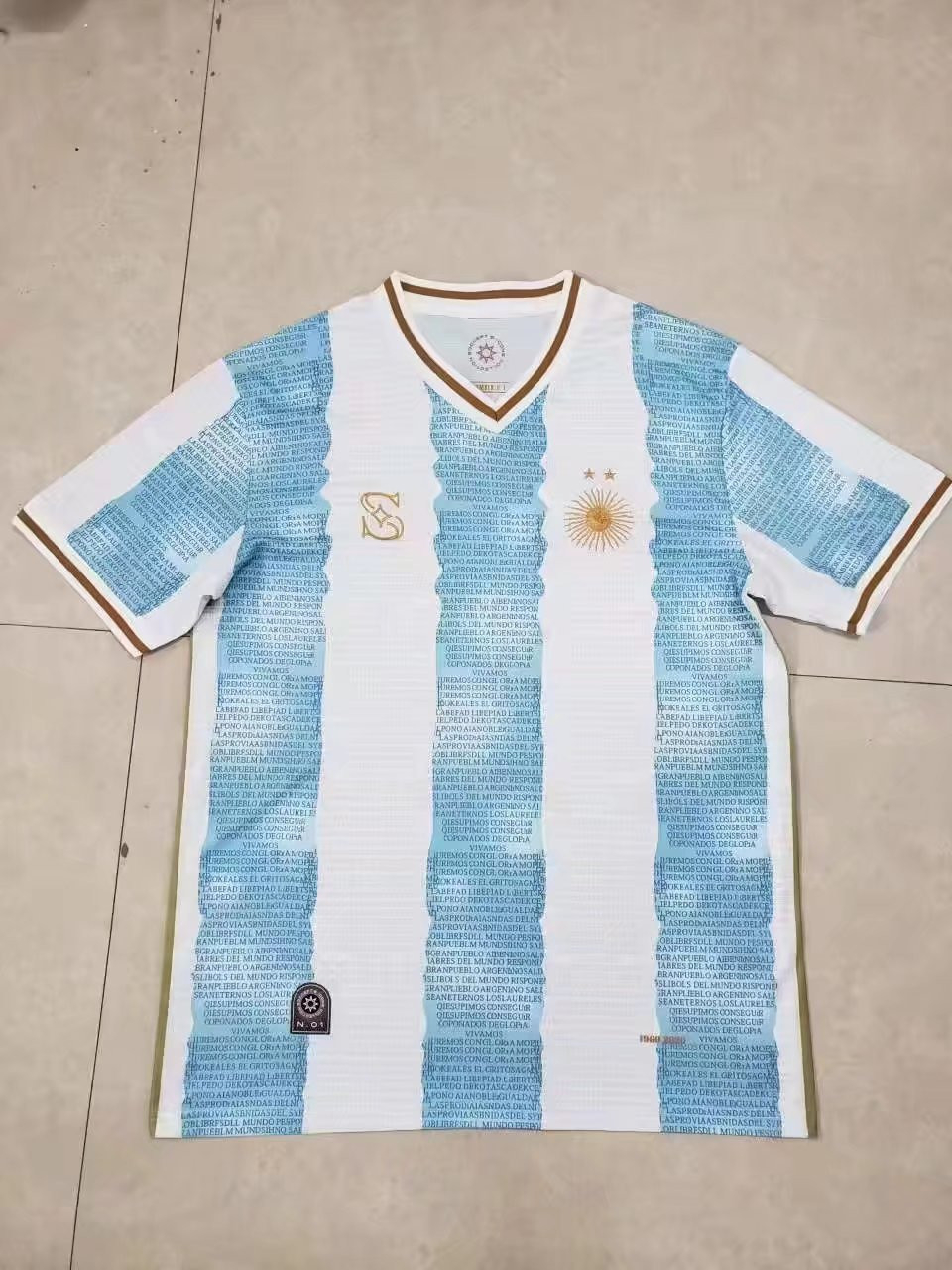 Argentina Soccer Jersey Replica White Blue Mens 2022 (Commemorative Edition)
