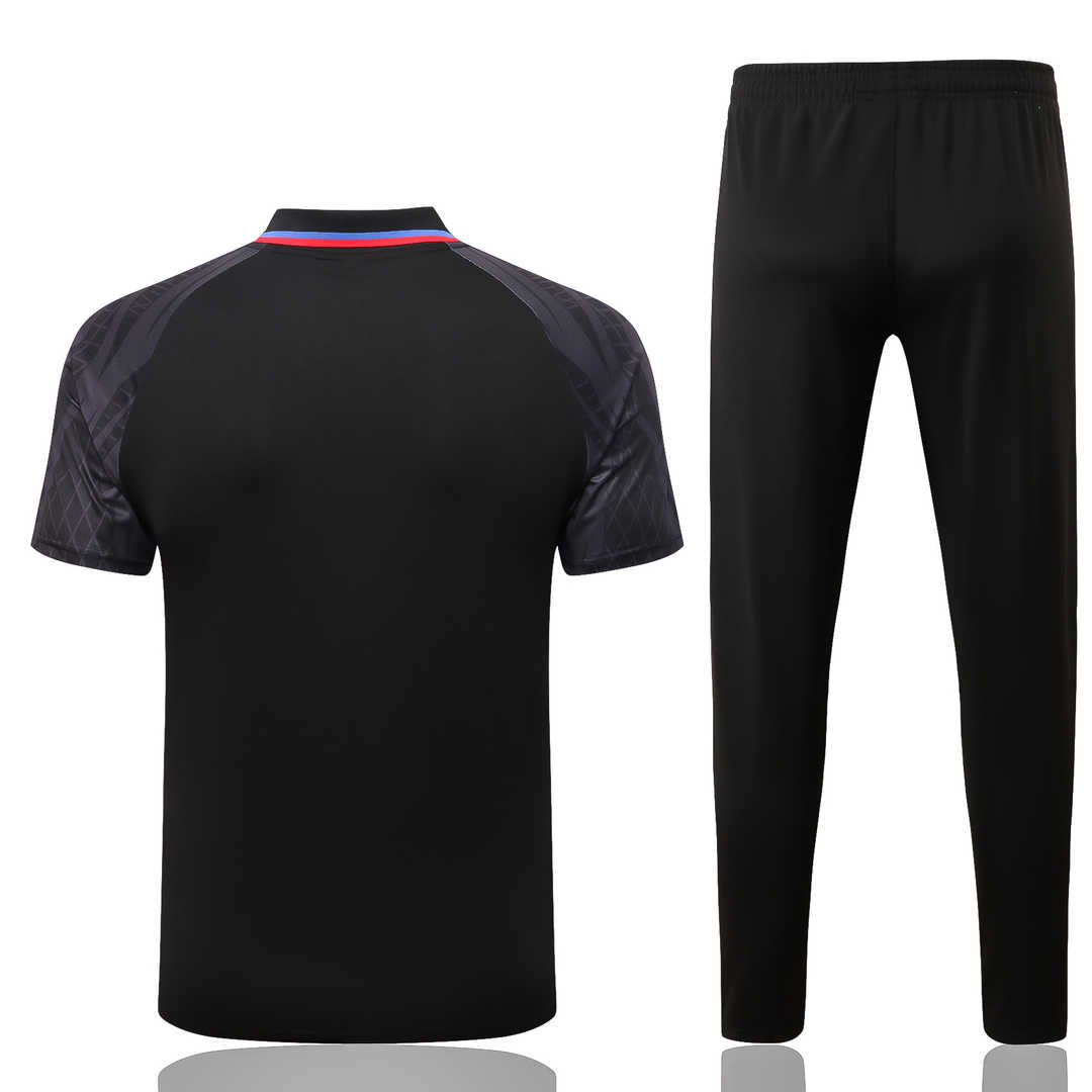PSG Soccer Polo + Pants Replica Black 2022/23 Mens