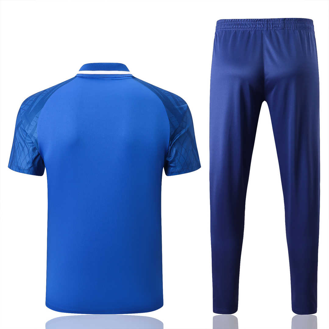Atletico Madrid Soccer Polo + Pants Replica Blue 2022/23 Mens