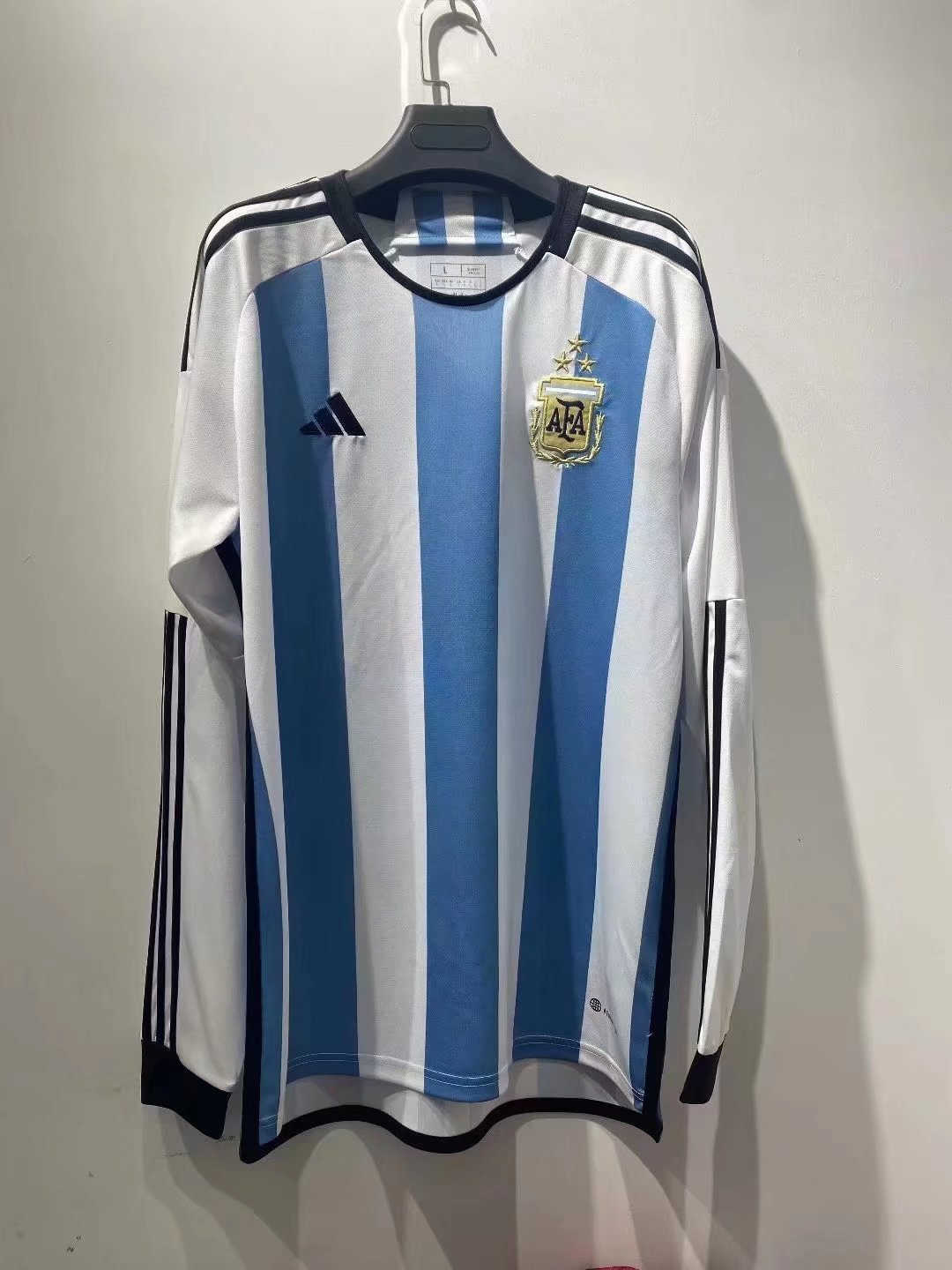 Argentina Soccer Jersey Replica 3-Star Home World Cup Champions 2023 Mens (Long Sleeve)