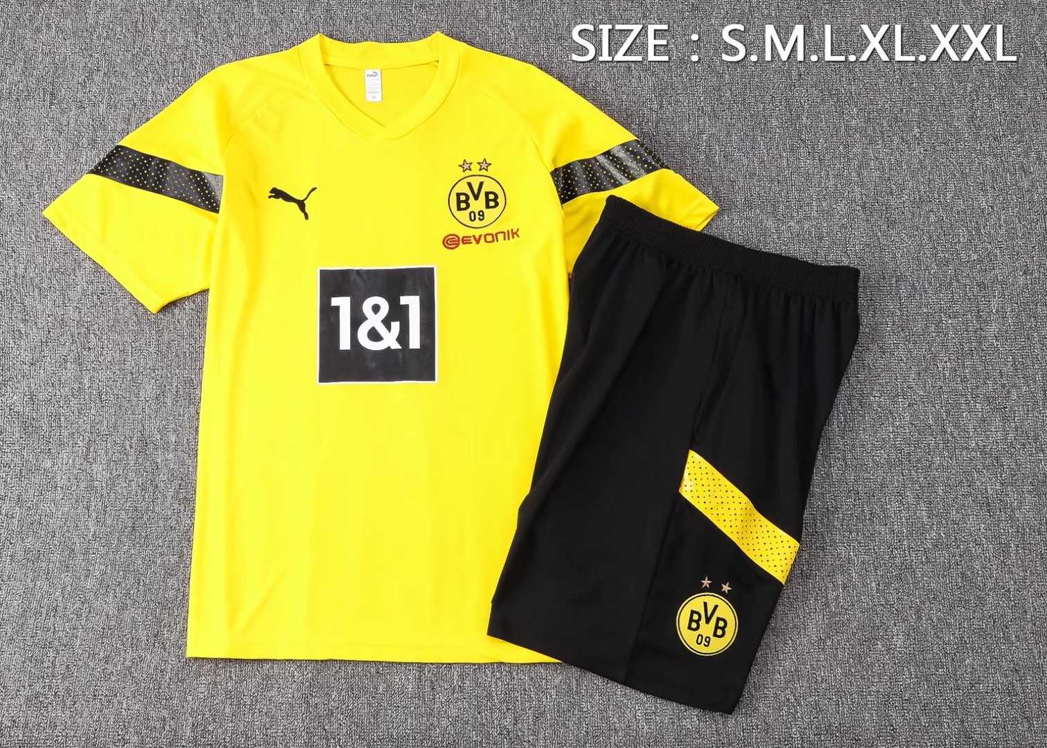 Borussia Dortmund Soccer Jersey + Short Replica Yellow 2022/23 Mens