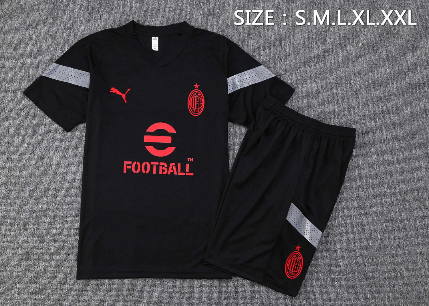 AC Milan Soccer Jersey + Short Replica Black 2022/23 Mens