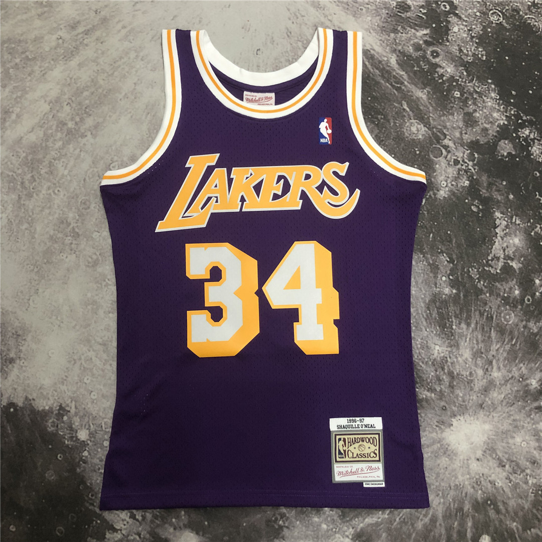 Los Angeles Lakers Jersey Hardwood Classics Mitchell & Ness Purple 1996-1997 Men's (O'NEAL #34)
