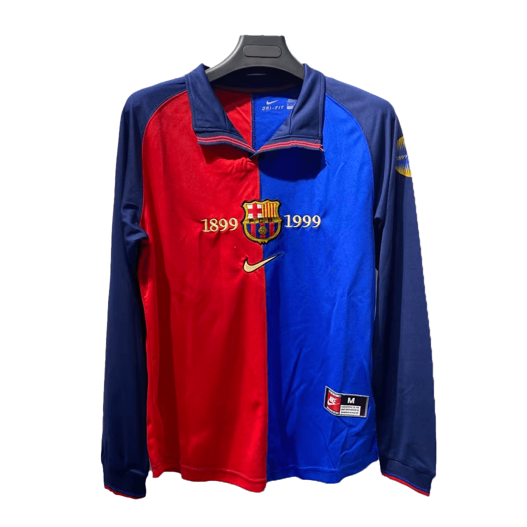Barcelona Soccer Jersey Replica Home Long Sleeve 1999/2000 Mens (Retro)