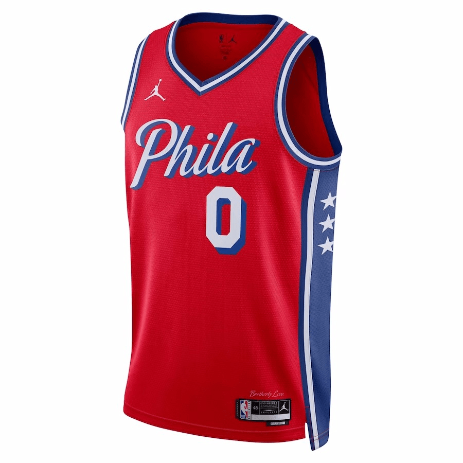 Philadelphia 76ers Swingman Jersey - Statement Edition Brand Red 2022/23 Mens (Tyrese Maxey #0)