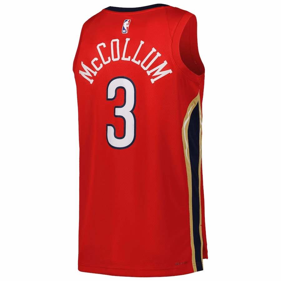 New Orleans Pelicans Swingman Jersey - Statement Edition Brand Red 2022/23 Mens (CJ McCollum #3)