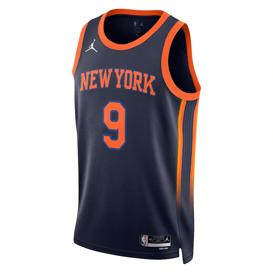 New York Knicks Swingman Jersey - Statement Edition Brand Navy 2022/23 Mens (RJ Barrett #9)