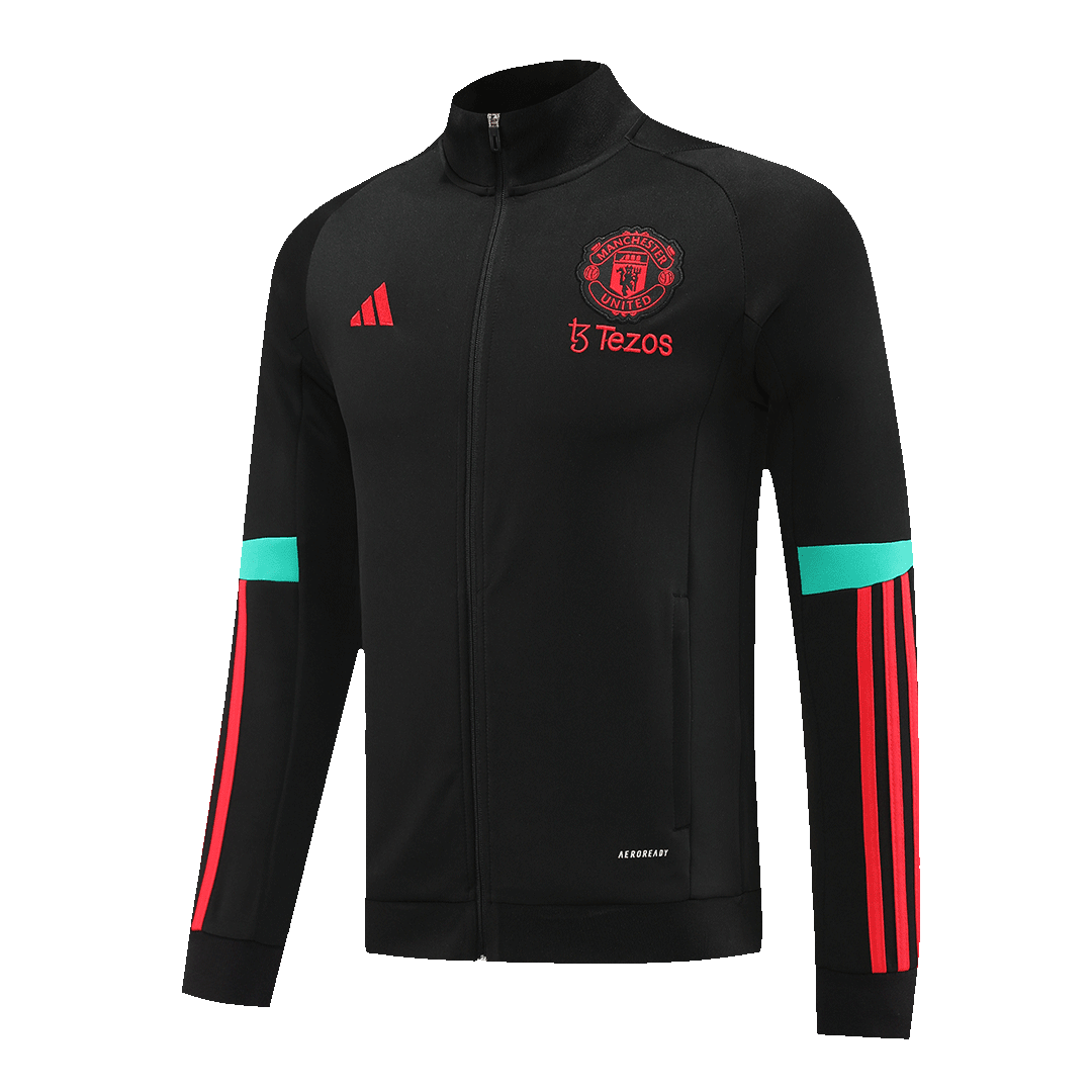 Manchester United Soccer Jacket + Pants Replica Black 2023/24 Mens