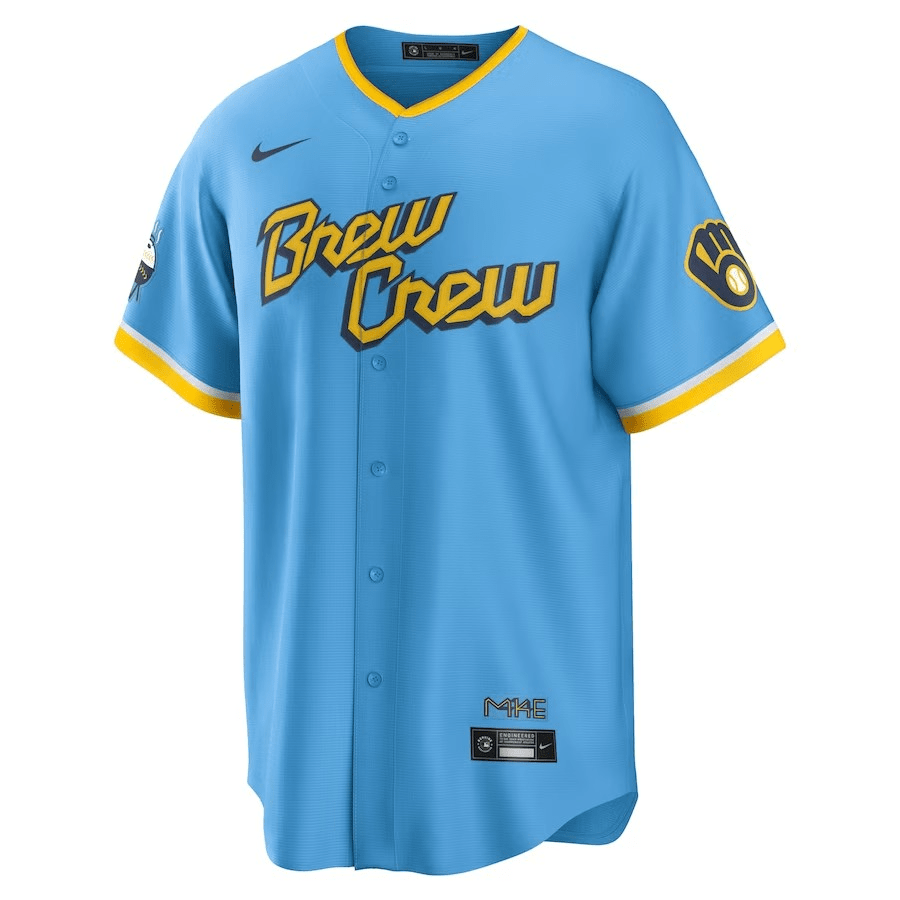Milwaukee Brewers City Connect Replica Jersey Powder Blue 2022 Mens (Christian Yelich #22)