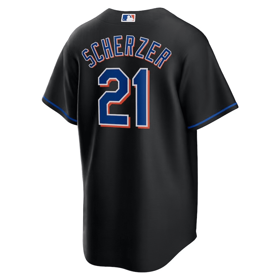 New York Mets Alternate Replica Player Jersey Black 2022 Mens (Max Scherzer #21)