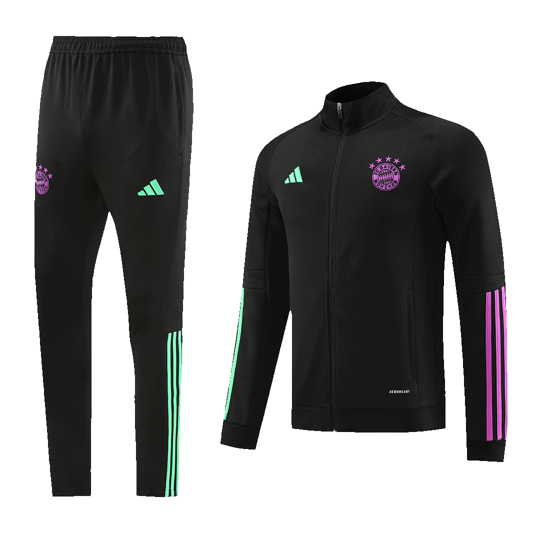 Bayern Munich Soccer Jacket + Pants Replica Black 2023/24 Mens