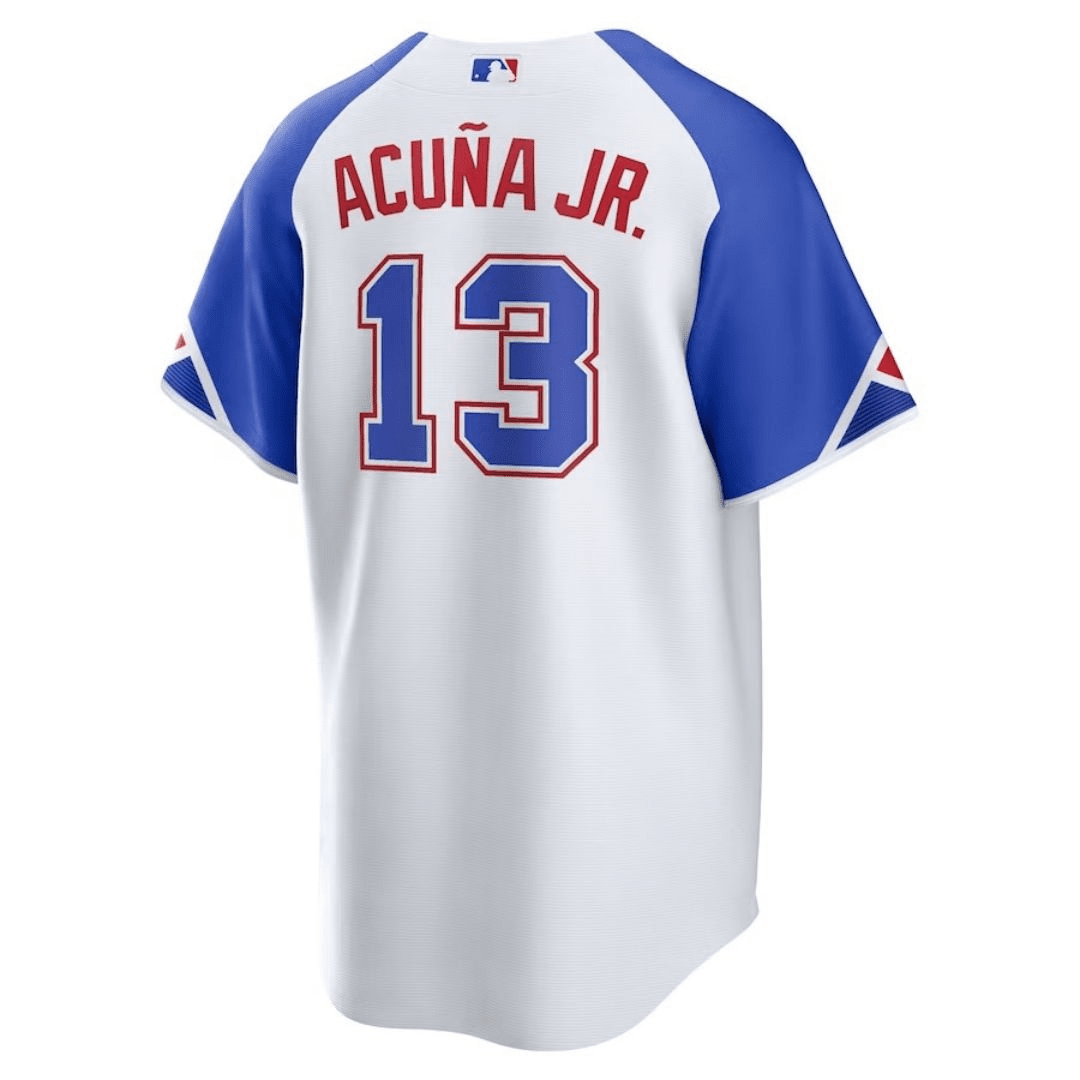 Atlanta Braves City Connect Replica Player Jersey White 2023 Mens (Ronald Acuna Jr. #13)