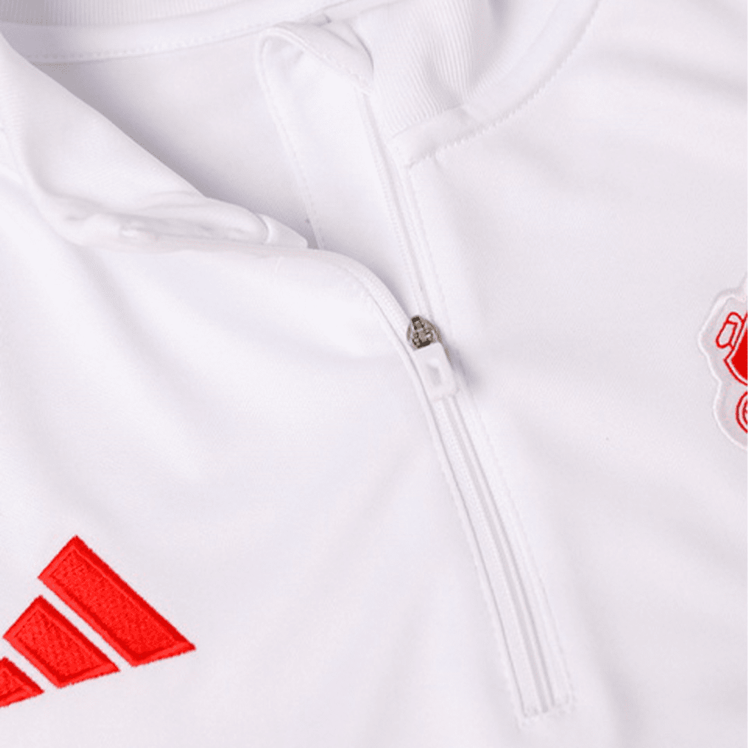 Manchester United Soccer Sweatshirt + Pants Replica Zipper White 2023/24 Mens