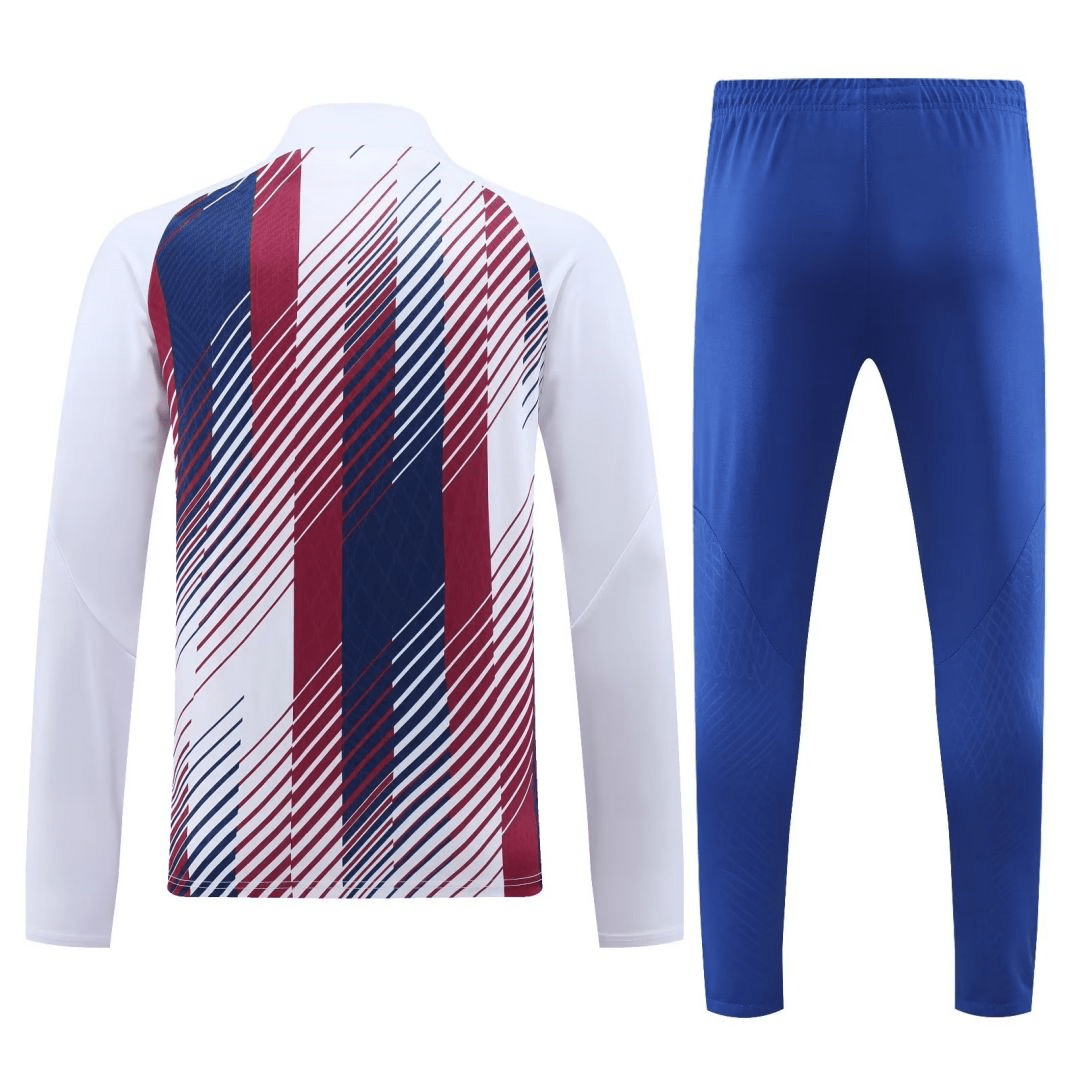 Barcelona Soccer Sweatshirt + Pants Replica White Zipper 2023/24 Mens
