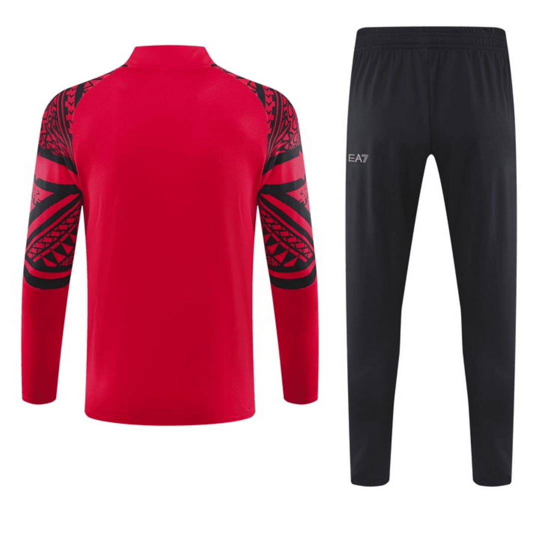 Napoli Soccer Sweatshirt + Pants Replica Zipper Red 2023/24 Mens
