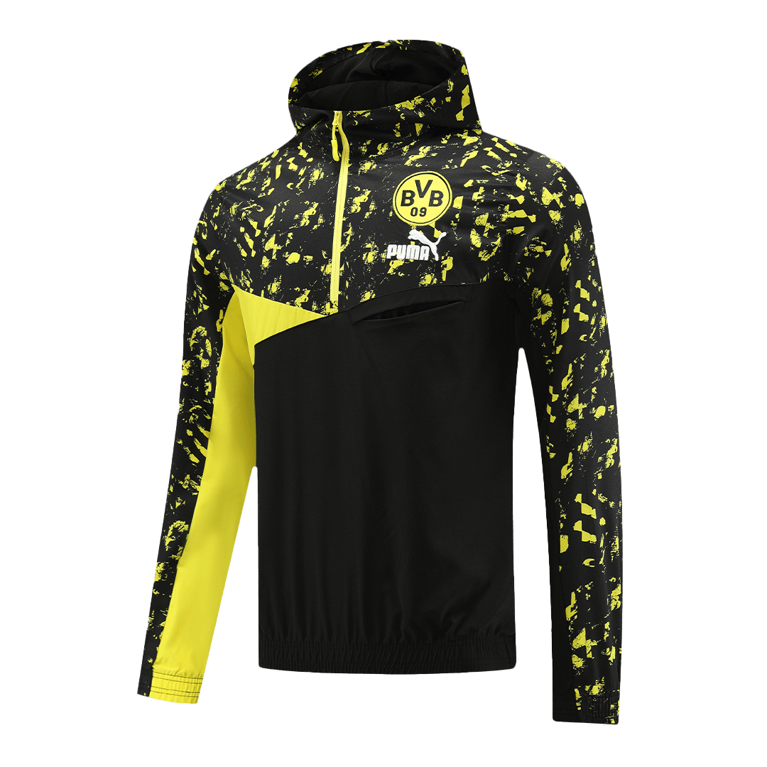 Borussia Dortmund Soccer Windbreaker + Pants Replica Zipper Black 2023/24 Mens (Hoodie)