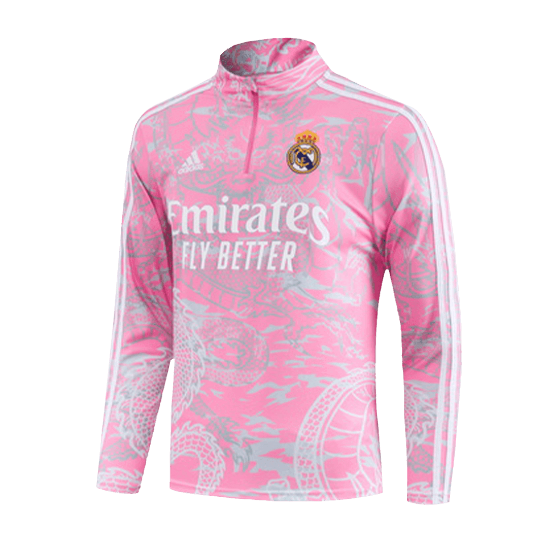 Real Madrid Soccer Zipper Sweatshirt + Pants Replica Pink 2023/24 Youth
