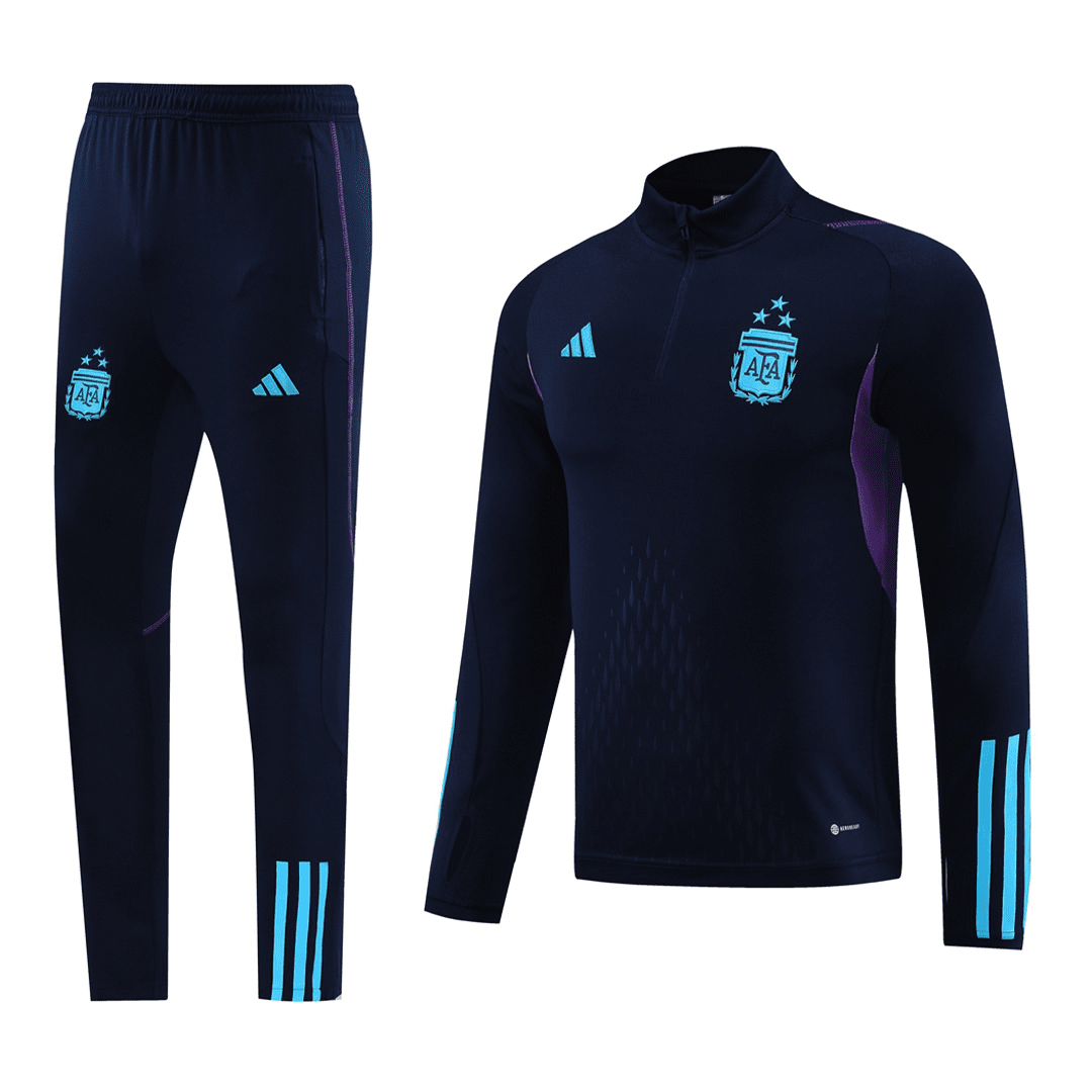 Argentina Soccer Zipper Sweatshirt + Pants Replica 3 Stars Royal Blue 2023 Mens