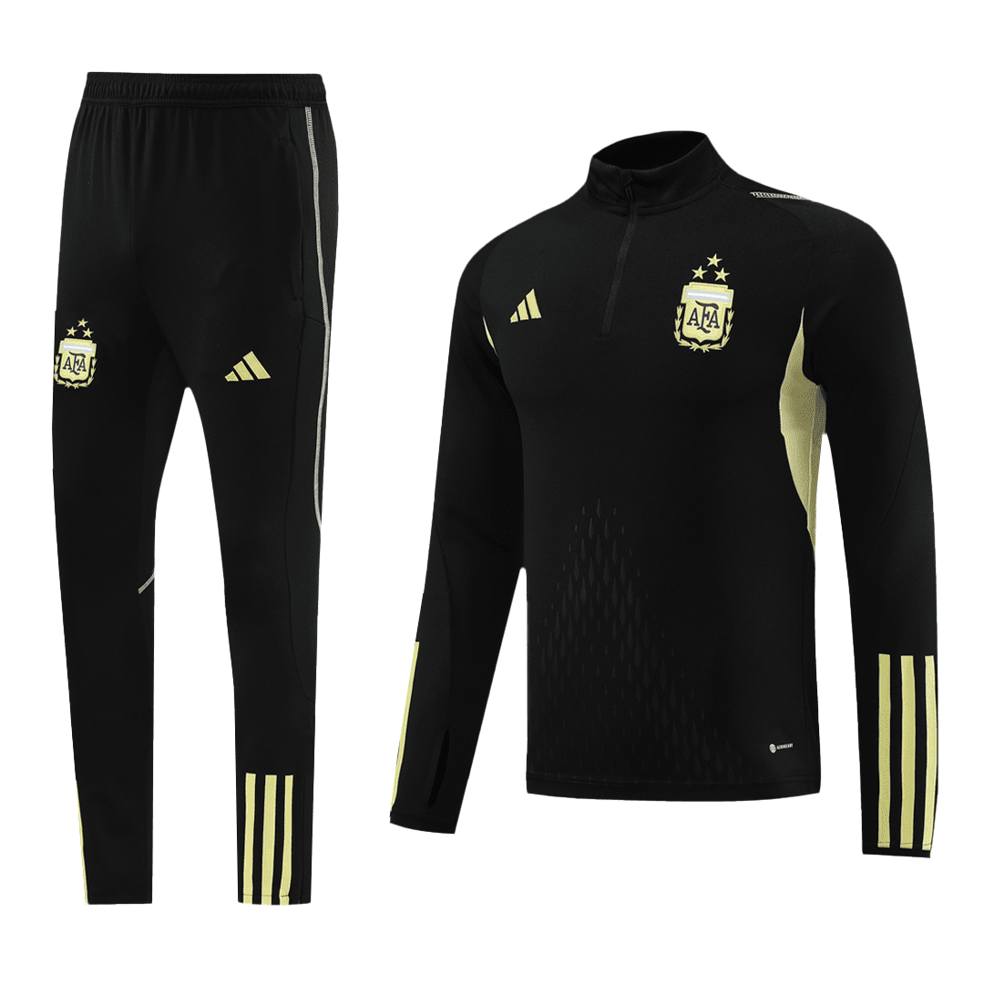Argentina Soccer Zipper Sweatshirt + Pants Replica 3 Stars Black 2023 Mens