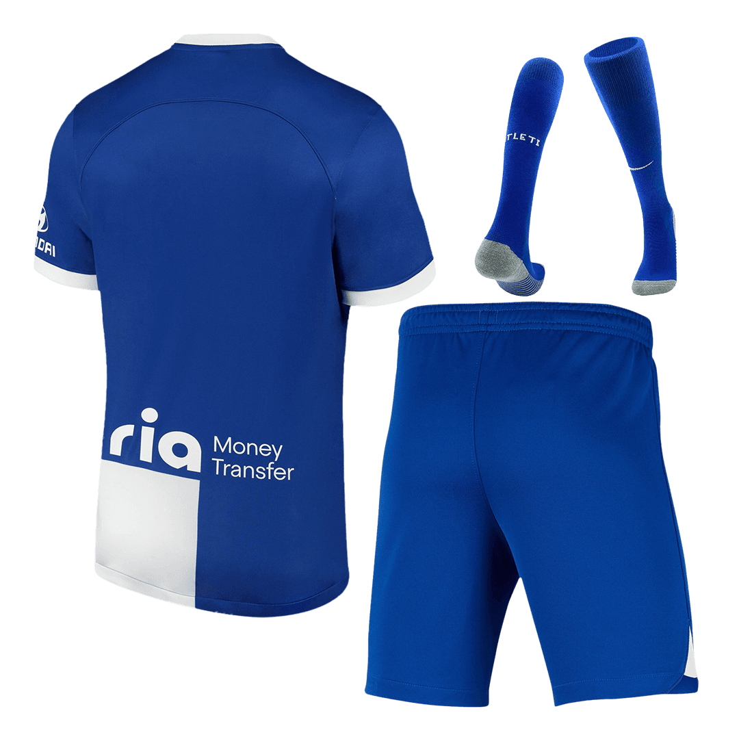 Atletico Madrid Soccer Whole Kit Jersey + Short + Socks Replica Away 2023/24 Mens