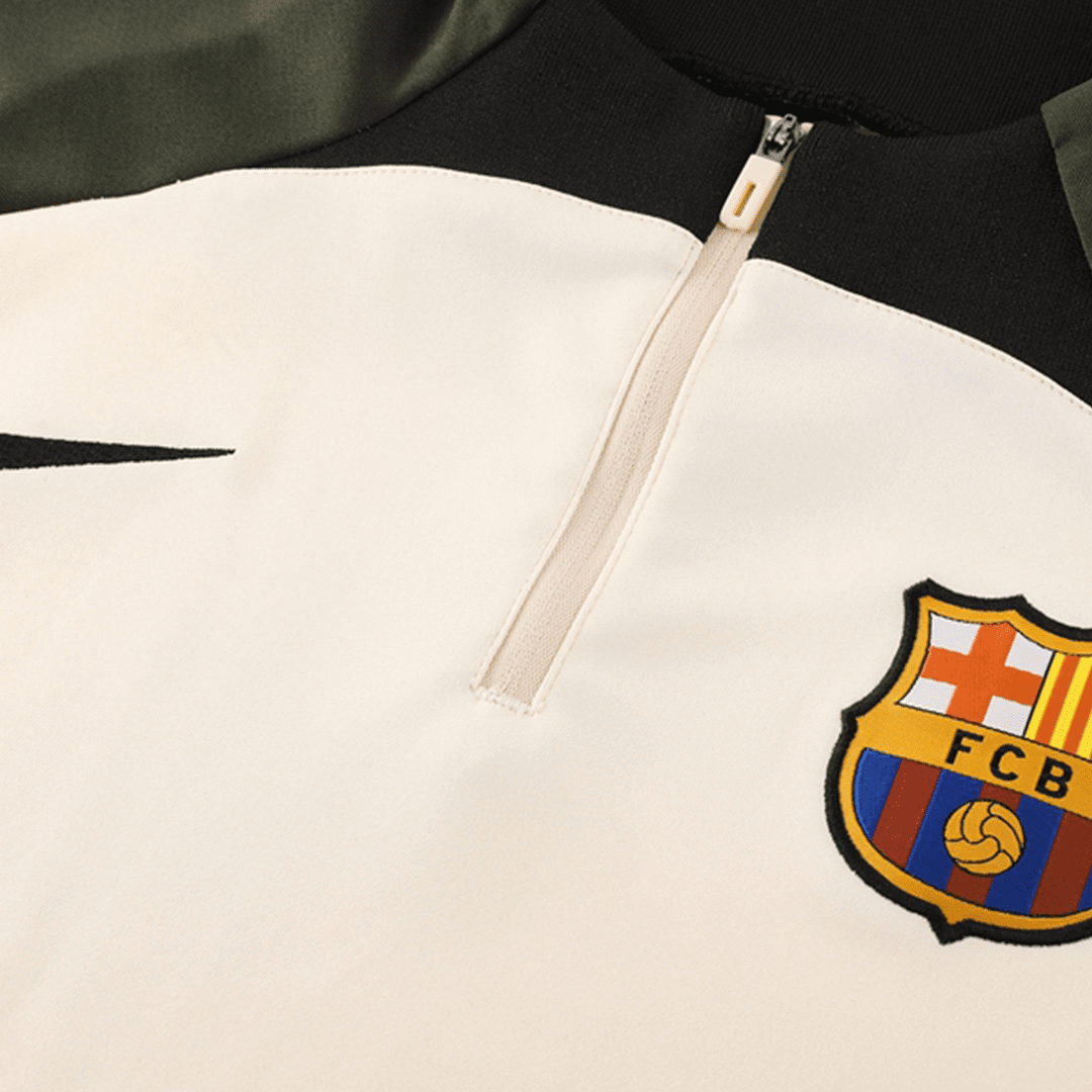 Barcelona Soccer Zipper Sweatshirt + Pants Replica White 2023/24 Mens