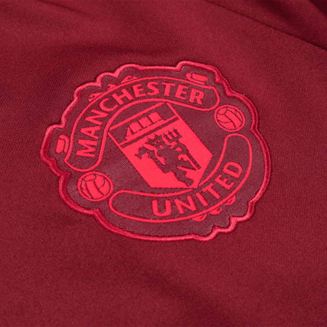 Manchester United Soccer Zipper Sweatshirt + Pants Replica Red 2023/24 Mens
